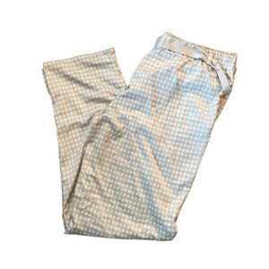 Womens Polka Dot Pajama Set With Lace Trim & Bow Accents - Size M